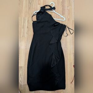 ⭐Bebe Black Asymmetrical Tie Front Cocktail Dress